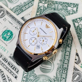 Emporio Armani Chronograph White Dial Brown Leather Strap Watch For Men - AR11033 Buy Now By Emporio Armani