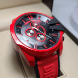 Diesel Mega Chief Chronograph Black Dial Red Rubber Strap Watch For Men - DZ4526 Buy Now By Diesel