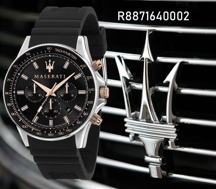 Maserati SFIDA 44mm Black Silicon Chronograph Watch For Men - R8871640002 Buy Now By Maserati