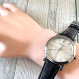 Burberry The City White Dial Black Leather Strap Watch for Women - BU9206 Buy Now By Burberry