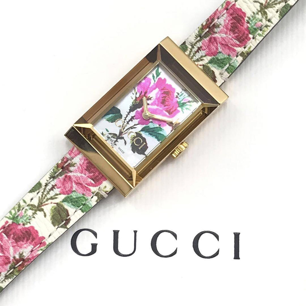Gucci G-Frame Floral Mother of Pearl Dial White Leather Strap Watch For Women - YA147406 Buy Now By Gucci