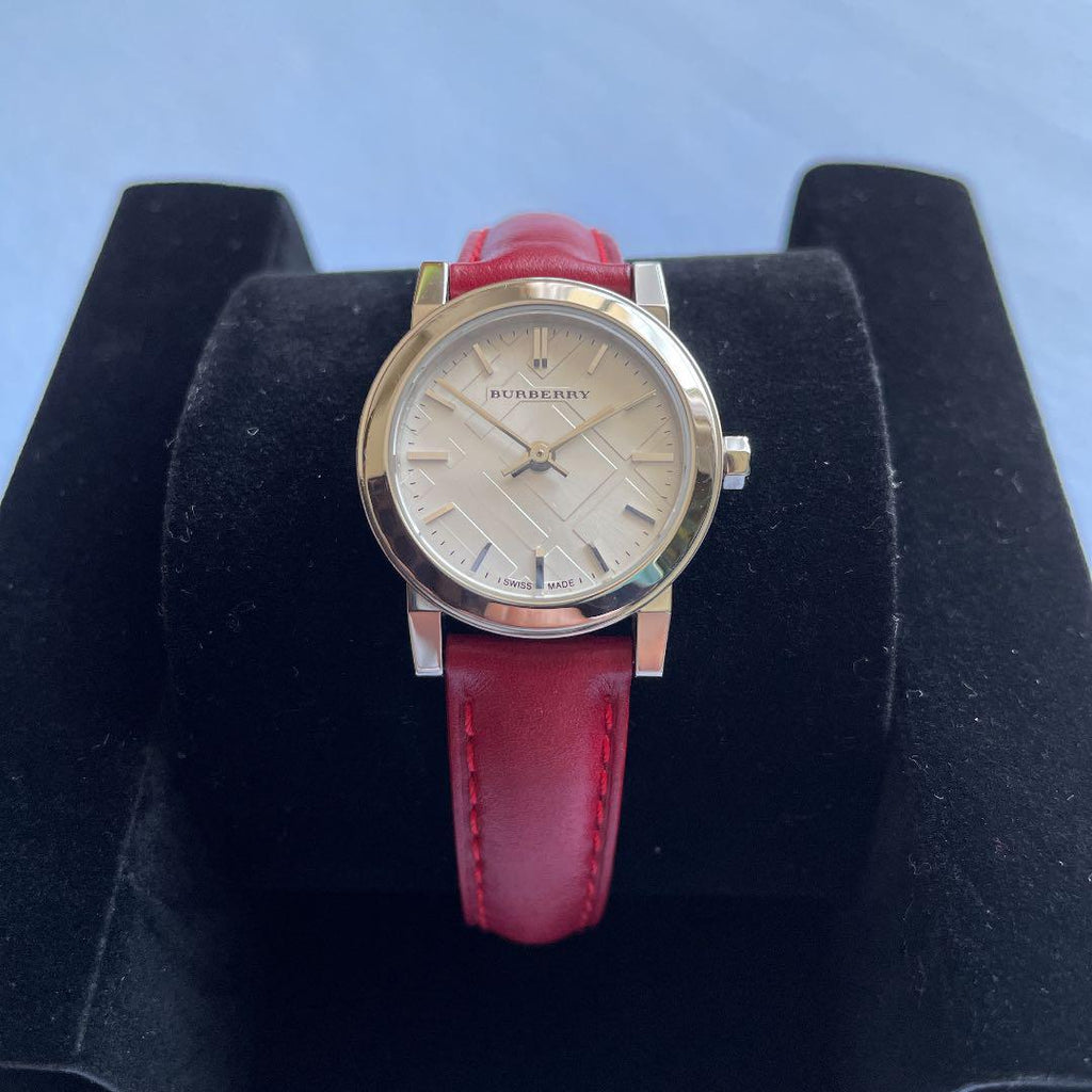 Burberry The City Gold Dial Red Leather Strap Watch for Women - BU9140 Buy Now By Burberry