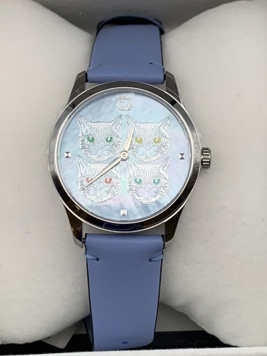 Gucci G Timeless Quartz Mother of Pearl Dial Blue Leather Strap Watch For Women - YA1264124 Buy Now By Gucci
