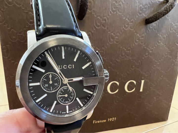 Gucci G Chrono Black Dial Black Leather Strap Watch For Men - YA101205 Buy Now By Gucci
