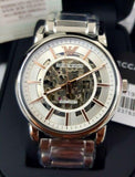 Emporio Armani Meccanico Skeleton Silver Dial Silver Steel Strap Watch For Men - AR1980 Buy Now By Emporio Armani