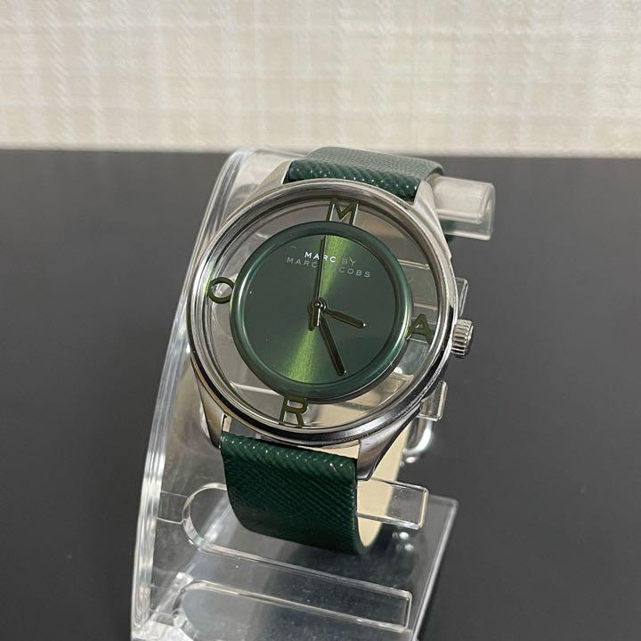 Marc Jacobs Tether Transparent Green Dial Green Leather Strap Watch for Women - MBM1378 Buy Now By Marc Jacobs