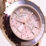Swarovski Octea Lux Chrono Pink Dial Pink Leather Strap Watch for Women - 5452501 Buy Now By Swarovski