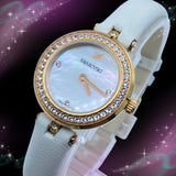 Swarovski Lovely Crystals Mother of Pearl Dial White Leather Strap Watch for Women - 5242904 Buy Now By Swarovski