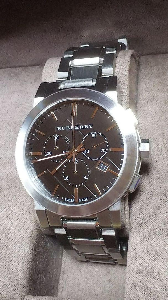 Burberry The City Black Dial Silver Steel Strap Watch for Men - BU9351 Buy Now By Burberry