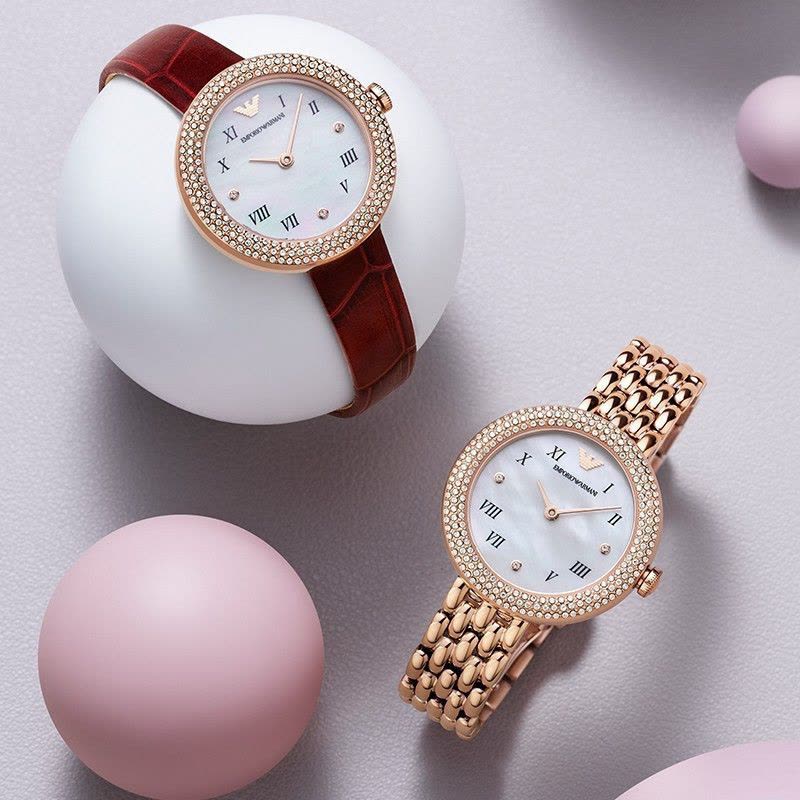 Emporio Armani Rosa Two Hand White Dial Red Leather Strap Watch For Women - AR11357 Buy Now By Emporio Armani