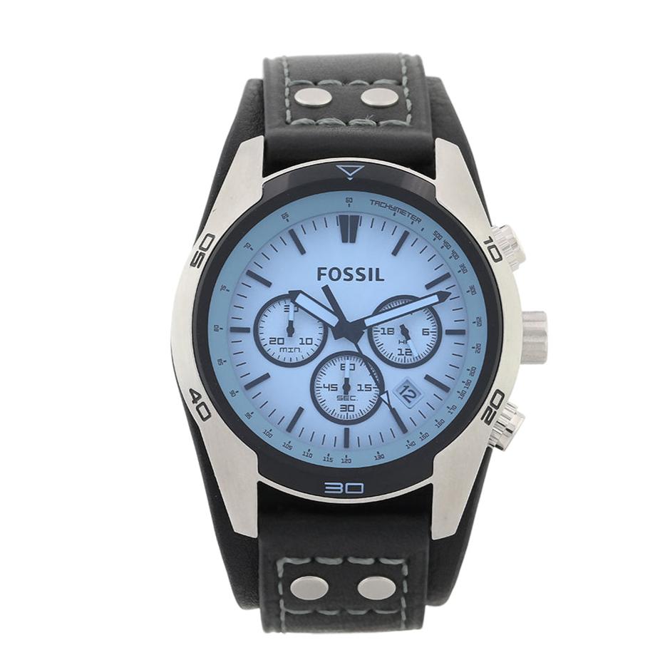 Fossil Coachman Chronograph Blue Dial Black Leather Strap Watch for Men - CH2564 Buy Now By Fossil