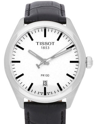 Tissot T Classic PR 100 White Dial Black Leather Strap Watch for Men - T101.410.16.031.00 Buy Now By Tissot