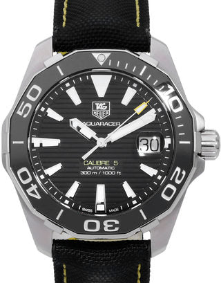 Tag Heuer Aquaracer Calibre 5 Automatic Black Dial Black Nylon Strap Watch for Men - WAY211A.FC6362 Buy Now By Tag Heuer