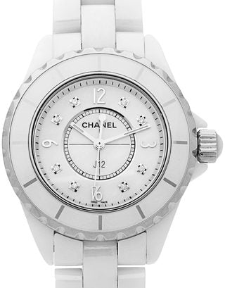 Chanel J12 Diamonds Quartz Ceramic White Dial White Steel Strap Watch for Women - J12 H2422 Buy Now By Chanel
