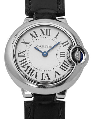 Cartier Ballon Bleu Silver Dial Black Leather Strap Watch for Women - W69018Z4 Buy Now By Cartier