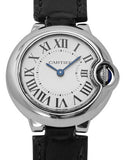 Cartier Ballon Bleu Silver Dial Black Leather Strap Watch for Women - W69018Z4 Buy Now By Cartier