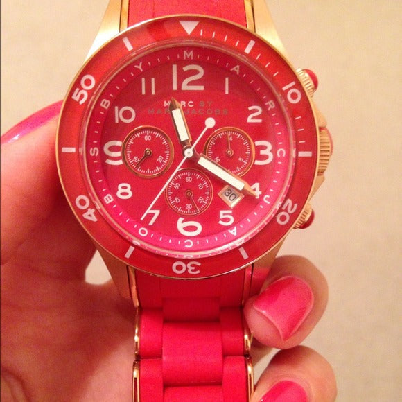 Marc Jacobs Rock Chronograph Red Dial Red Silicone Strap Watch for Women - MBM2577 Buy Now By Marc Jacobs