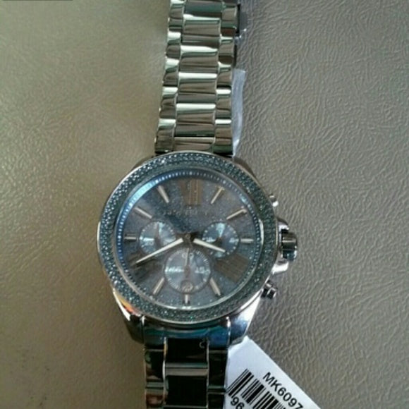 Michael Kors Wren Chronograph Quartz Blue Dial Grey Steel Strap Watch For Women - MK6097 Buy Now By Michael Kors