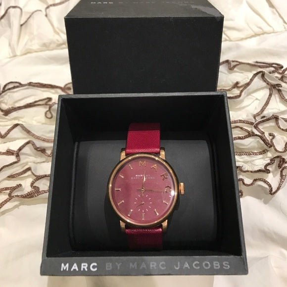 Marc Jacobs Baker Maroon Dial Maroon Leather Strap Watch for Women - MBM1267 Buy Now By Marc Jacobs