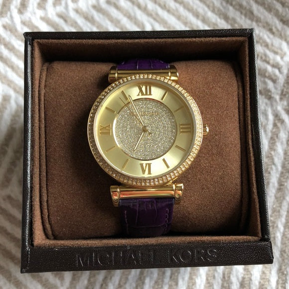 Michael Kors Catlin Champagne Dial Brown Leather Strap Watch for Women - MK2375 Buy Now By Michael Kors