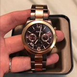 Fossil Perfect Boyfriend Multifunction Brown Dial Two Tone Steel Strap Watch for Women - ES4284 Buy Now By Fossil