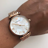 Emporio Armani Mother of Pearl Dial Rose Gold Steel Strap Watch For Women - AR11110 Buy Now By Emporio Armani