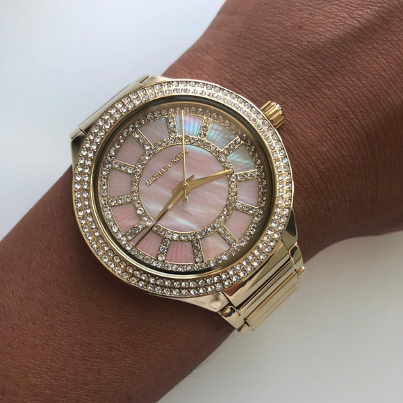 Michael Kors Kerry Mother of Pearl Dial Gold Steel Strap Watch for Women - MK3396 Buy Now By Michael Kors