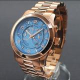 Michael Kors Runway Stop Hunger Quartz Blue Dial Rose Gold Steel Strap Watch For Men - MK8358 Buy Now By Michael Kors