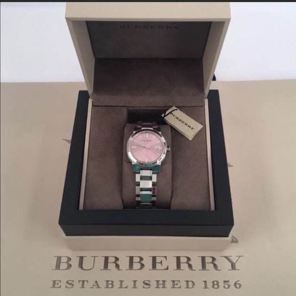 Burberry The City Pink Dial Silver Steel Strap Watch for Women - BU9124 Buy Now By Burberry