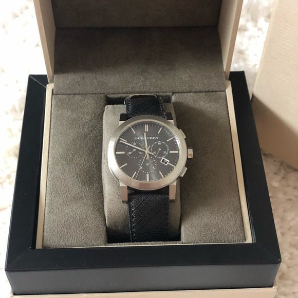 Burberry The City Grey Dial Black Leather Strap Watch for Men - BU9362 Buy Now By Burberry