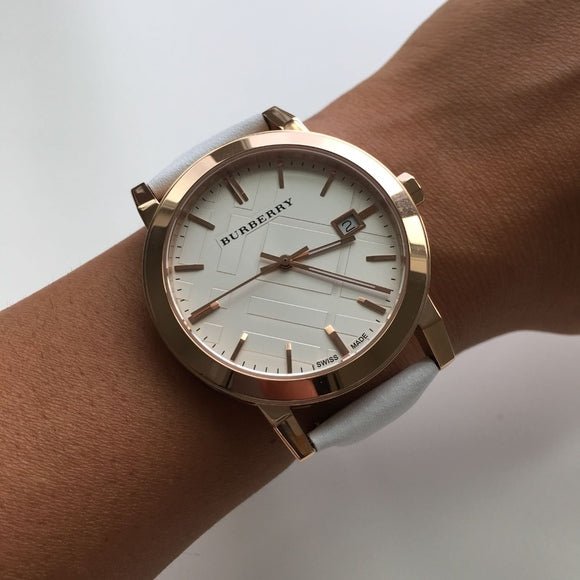 Burberry The City White Dial White Leather Strap Watch for Women - BU9012 Buy Now By Burberry