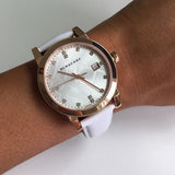 Burberry The City Diamonds White Dial White Leather Strap Watch for Women - BU9130 Buy Now By Burberry