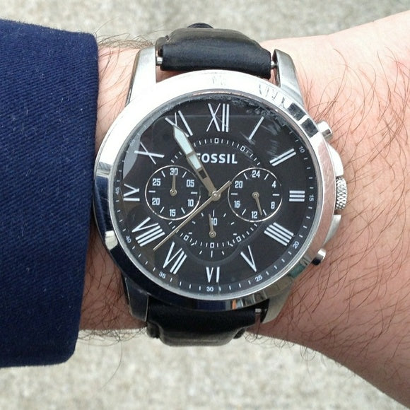 Fossil Grant Chronograph Black Dial Black Leather Strap Watch for Men - FS4812 Buy Now By Fossil