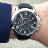 Fossil Grant Chronograph Black Dial Black Leather Strap Watch for Men - FS4812 Buy Now By Fossil