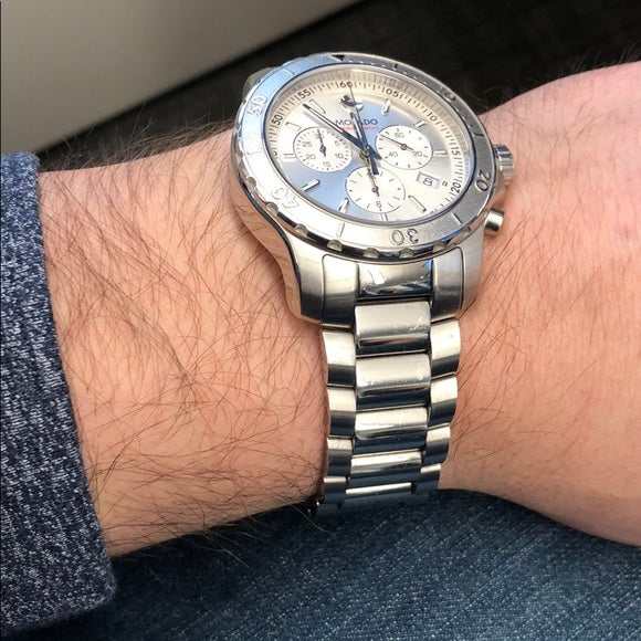 Movado Series 800 Chronograph Silver Dial Silver Steel Strap Watch For Men - 2600111 Buy Now By Movado