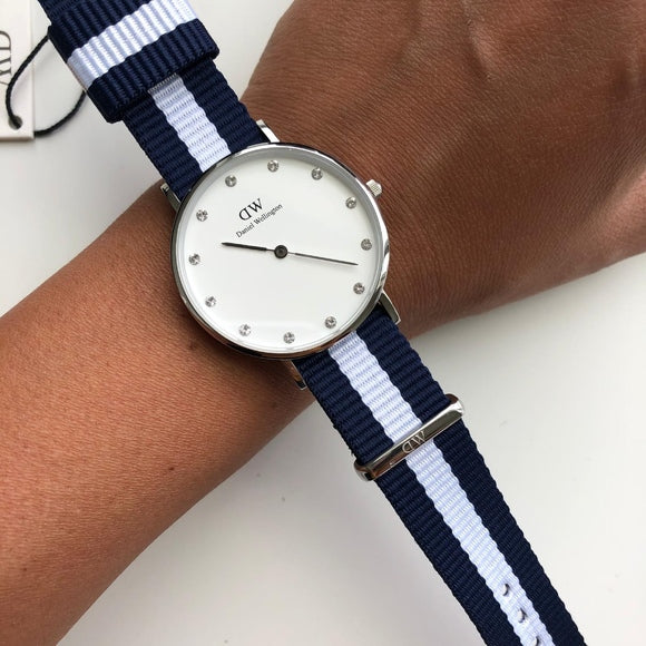 Daniel Wellington Classy Glasgow White Dial Two Tone Nylon Strap Watch For Women - DW00100082 Buy Now By Daniel Wellington