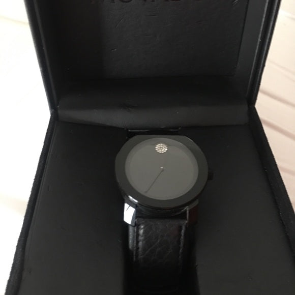 Movado Bold Black Dial Black Leather Strap Watch for Women - 3600483 Buy Now By Movado