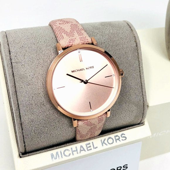 Michael Kors Jayne Three Hand Rose Gold Dial Pink Leather Strap Watch For Women - MK7130 Buy Now By Michael Kors
