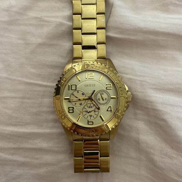 Guess BFF Multifunction Gold Dial Gold Steel Strap Watch for Men - W0231L2 Buy Now By Guess