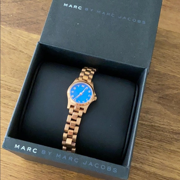 Marc Jacobs Henry Dinky Blue Dial Rose Gold Steel Strap Watch for Women - MBM3204 Buy Now By Marc Jacobs