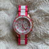 Marc Jacobs Rock Chronograph White Dial Two Tone Silicone Strap Watch for Women - MBM2593 Buy Now By Marc Jacobs