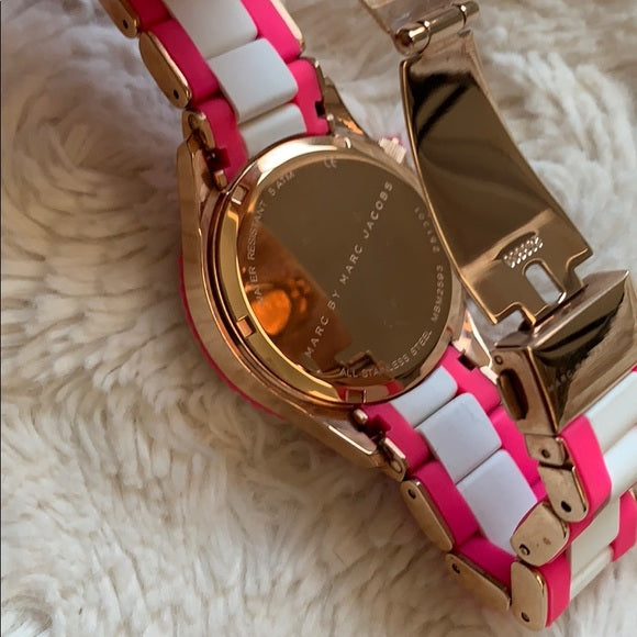 Marc Jacobs Rock Chronograph White Dial Two Tone Silicone Strap Watch for Women - MBM2593 Buy Now By Marc Jacobs