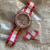 Marc Jacobs Rock Chronograph White Dial Two Tone Silicone Strap Watch for Women - MBM2593 Buy Now By Marc Jacobs