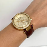 Michael Kors Parker Champagne Gold Dial Brown Leather Strap Watch for Women - MK2249 Buy Now By Michael Kors