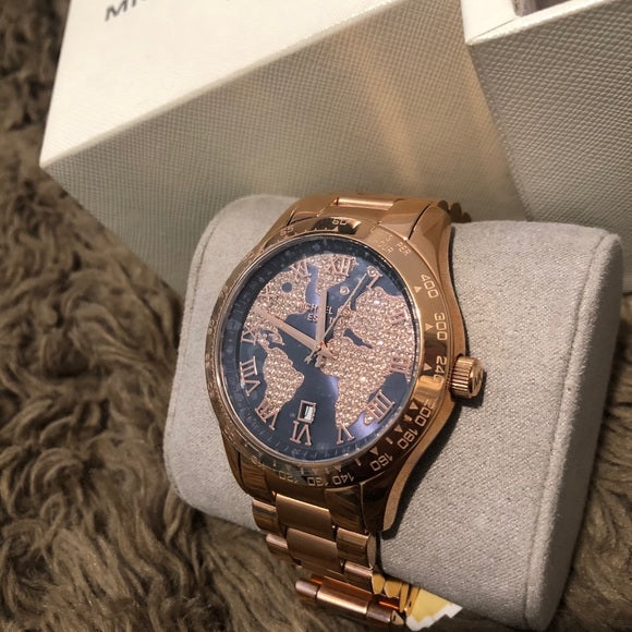 Michael Kors Layton Rose Gold Dial Rose Gold Steel Strap Watch for Women - MK6395 Buy Now By Michael Kors