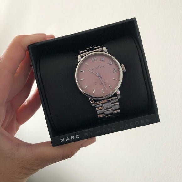 Marc Jacobs Baker Pink Dial Silver Steel Strap Watch for Women - MBM3283 Buy Now By Marc Jacobs
