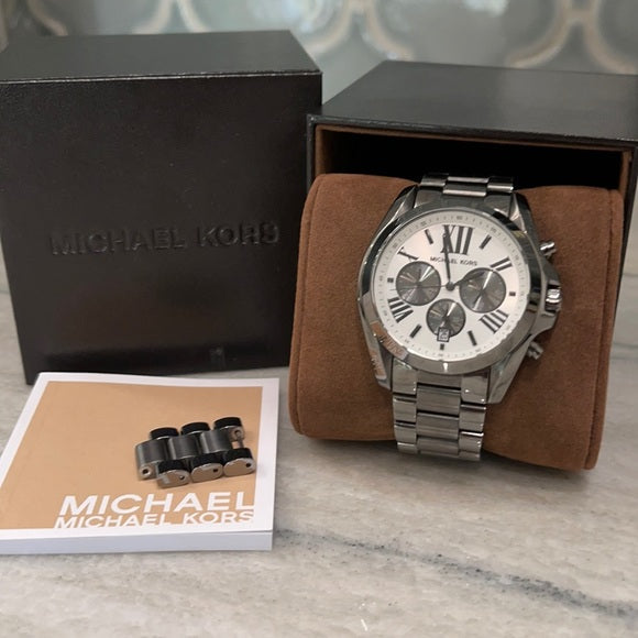 Michael Kors Bradshaw Chronograph Quartz White Dial Grey Steel Strap Watch For Men - MK5952 Buy Now By Michael Kors