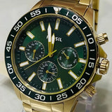 Fossil Bannon Multifunction Chronograph Green Dial Gold Steel Strap Watch for Men - BQ2493 Buy Now By Fossil
