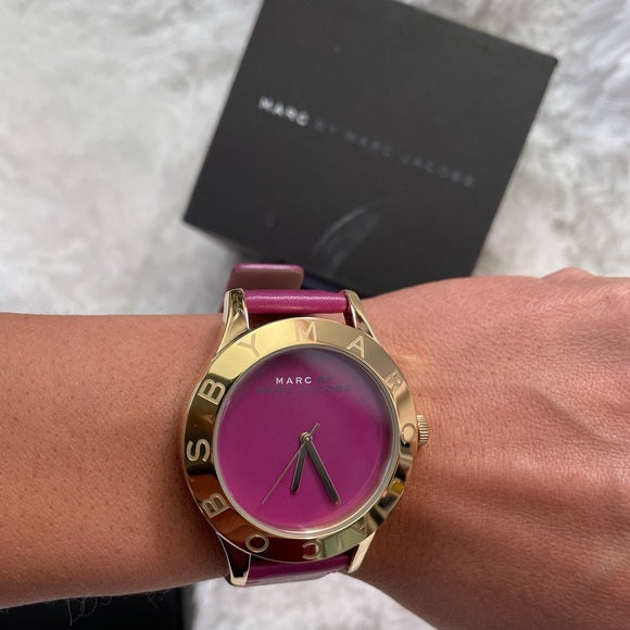 Marc Jacobs Purple Dial Purple Leather Strap Watch for Women - MBM1209 Buy Now By Marc Jacobs