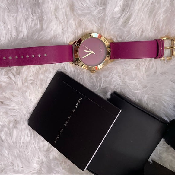 Marc Jacobs Purple Dial Purple Leather Strap Watch for Women - MBM1209 Buy Now By Marc Jacobs